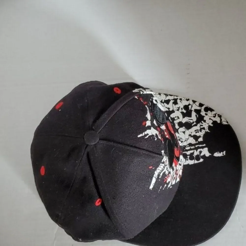 Mickey Mouse Flat Brim Hat Cap Black Embroidered Disney Parks Size Youth
